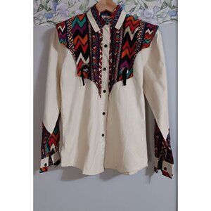 Banjo Dallas Texas Medium Button Southwestern Cowboy Rodeo Competition Shirt